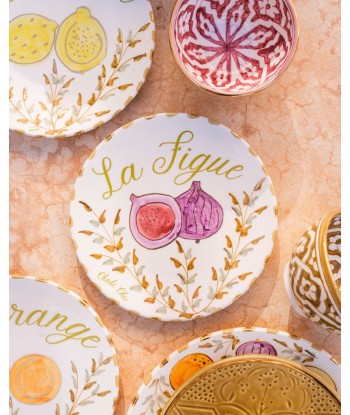 SET DE 4 MOYENNES ASSIETTES CITRON. ORANGE. FIGUE & GRENADE GOLD suggérées chez