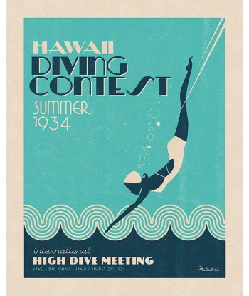 Affiche déco 'Hawai Diving Contest' - SOLD OUT pas cheres