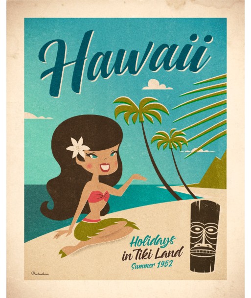 Affiche déco 'Hawaii Summer 1952' pas cheres