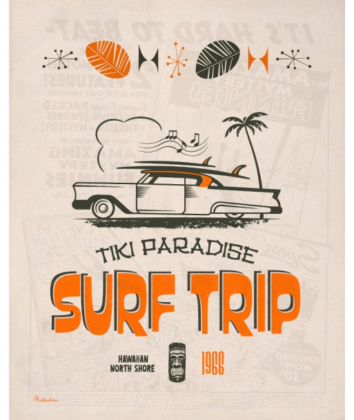 Affiche déco 'Surf Trip' pas chere