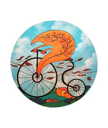 DESCHAMPS-KUS Jocelyne - Feuille à bicyclette (tableau, Acrylique/toile) Toutes les collections ici