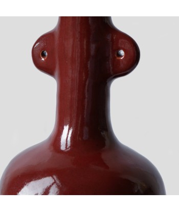 Vase bouteille rouge cerise soldes