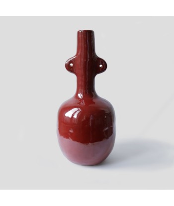 Vase bouteille rouge cerise soldes