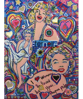 JASSELIN Danièle  - Marilyn (tableau, Acrylique et collages / Toile) Les êtres humains sont 