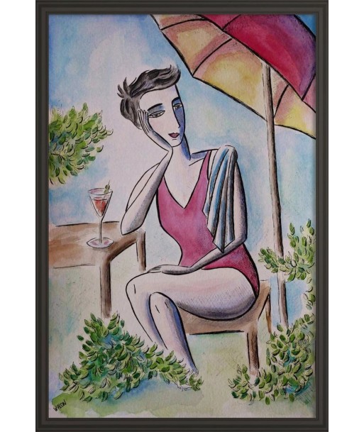 WALON Marine - Eté, tableau figuratif, Portrait, Encre et aquarelle online