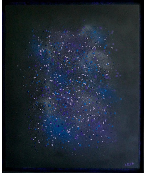 RUPP Aurélien - Galaxy Blues, tableau abstrait, Bombe aérosol / toile brillant des détails fins