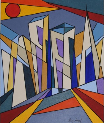 ARNOUIL Alain - Ville de verre (tableau, Acrylique / toile) livraison et retour toujours gratuits