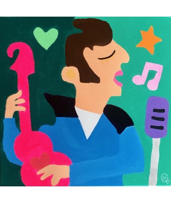 ALLIAUME Gilles - The pink guitar, tableau, Acrylique et Posca sur toile français