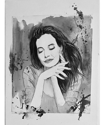 CHRISTY - Un petit air d'Angelina Jolie, tableau figuratif technique mixte marouflé sur toile de France