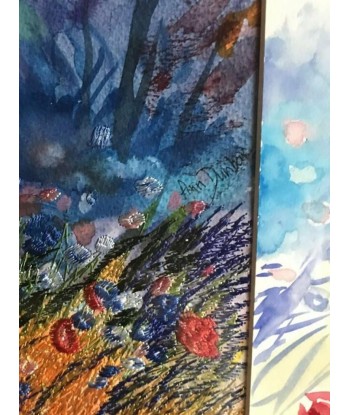 DUNBAR Ann - Garden of happiness, Aquarelle brodée et techniques mixtes 2023