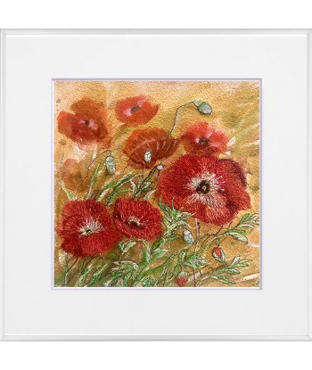 DUNBAR Ann - Scarlet  poppies, Aquarelle brodée et techniques mixtes Venez découvrir notre 