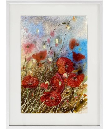 DUNBAR Ann -  Poppy peace, Aquarelle brodée et techniques mixtes de technologie