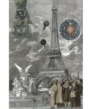 LE VAN Florence  : Montgolfière à l'assaut de la tour Eiffel  (Impression sur papier) français