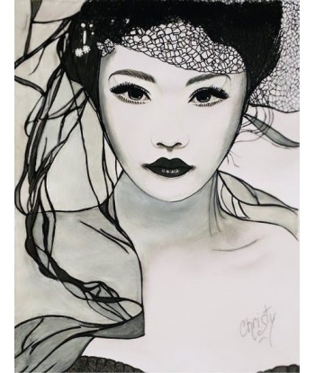 CHRISTY - Beauty on Veil (tableau, Aquarelle, crayon, graphite / papier) ouvre sa boutique