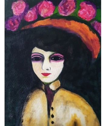 LALLEMENT Martine - Le chapeau de roses (tableau, acrylique / toile) les muscles