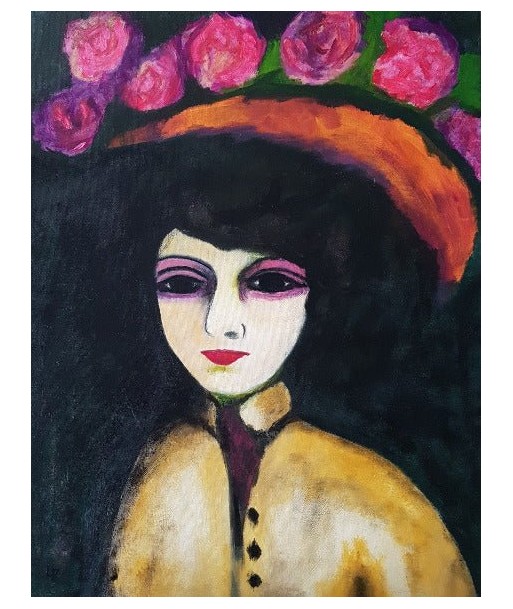 LALLEMENT Martine - Le chapeau de roses (tableau, acrylique / toile) les muscles