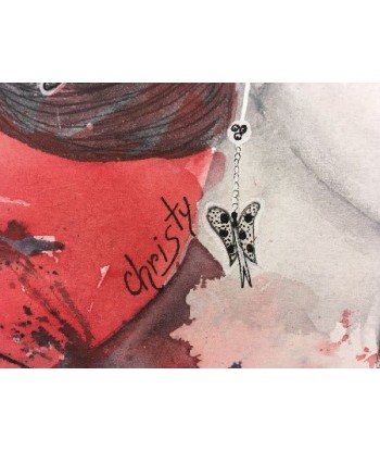 CHRISTY - Doux regard de soie (tableau, encre et aquarelle / papier) votre