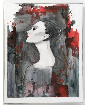 CHRISTY - Beauté fatale et délicate (tableau, encre et aquarelle / papier) À commander