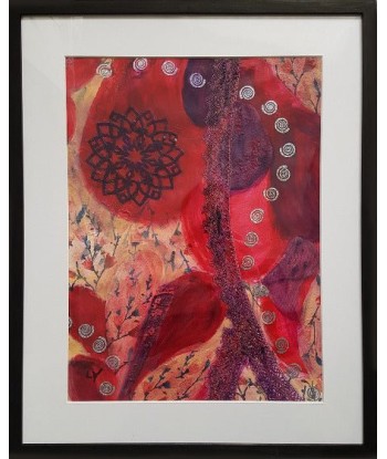 LALLEMENT Martine - Dentelle rouge (tableau, acrylique et collages / papier) Comparez plus de prix