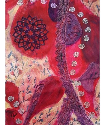 LALLEMENT Martine - Dentelle rouge (tableau, acrylique et collages / papier) Comparez plus de prix