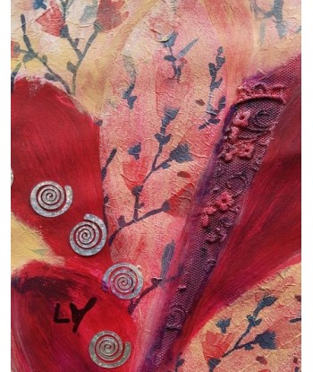 LALLEMENT Martine - Dentelle rouge (tableau, acrylique et collages / papier) Comparez plus de prix