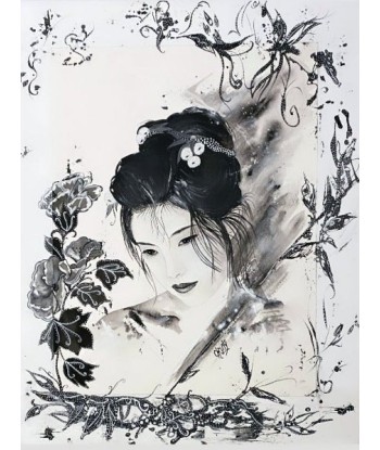 CHRISTY - Mélancolie Florale (tableau, Aquarelle et encre/ papier marouflé sur toile) acheter