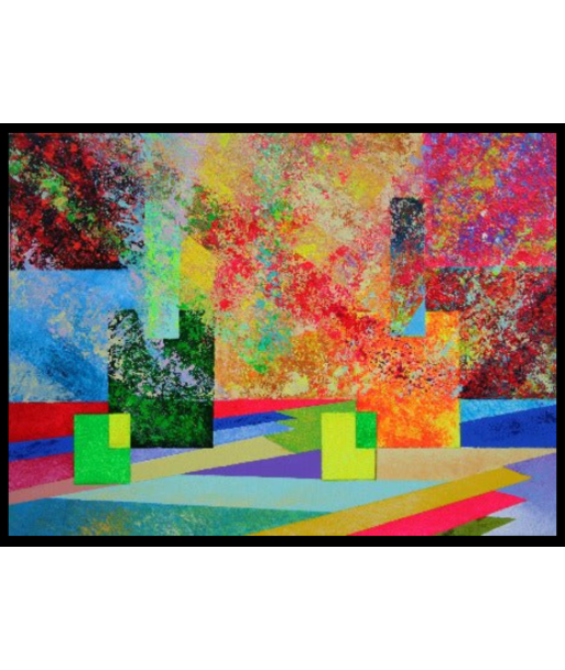 DARDEAU Monique  - Fragmentation,  tableau abstrait, Acrylique sur toile Les magasins à Paris