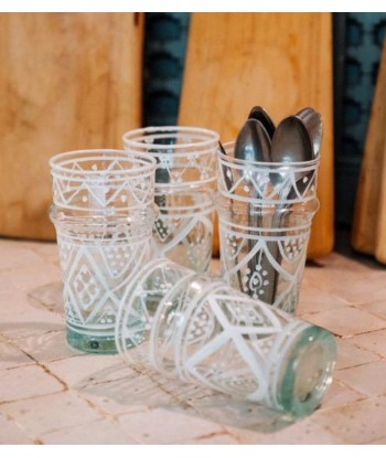 6 VERRES BELDI TGM EN VERRE RECYCLE DECORE en linge