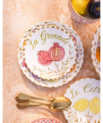 SET DE 4 MOYENNES ASSIETTES CITRON. ORANGE. FIGUE & GRENADE GOLD ouvre sa boutique