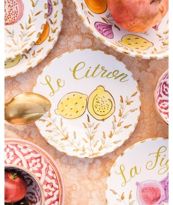 SET DE 4 MOYENNES ASSIETTES CITRON. ORANGE. FIGUE & GRENADE GOLD ouvre sa boutique