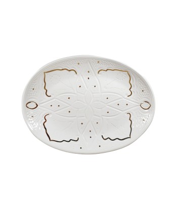 Grand plat de service ovale Empreinte blanc gold pas cher chine